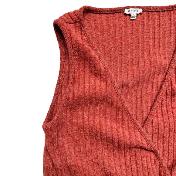 EN CRÈME ~ Rust Colored Sleeveless Ribbed Knit Romper size L - Picture 4 of 7